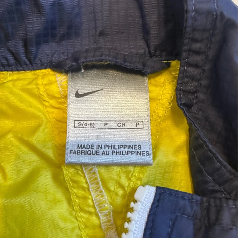 Nike Y2K Colorblock Windbreaker Jacket Yellow White Navy S Vintage Style